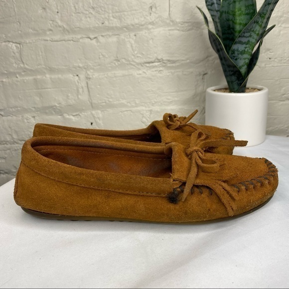Minnetonka Kilty Leather Suede Moccasins Size 6 - Picture 6 of 10